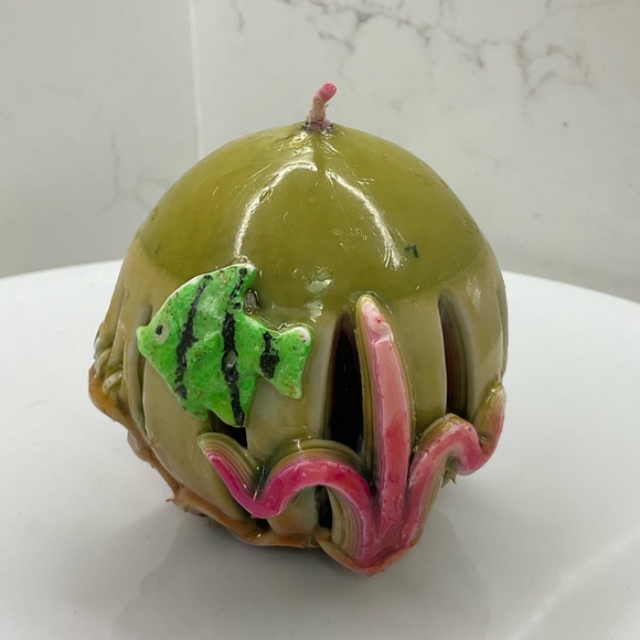 Ocean Seashell Fish Candle Hand-Carved Scent Free - Picture 2 of 9